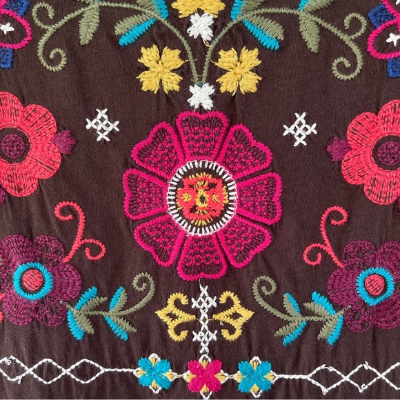 Johnny Was JWLA Joy Love Light Brown Multicolor Floral Embroidered Top Size XS - Picture 4 of 7